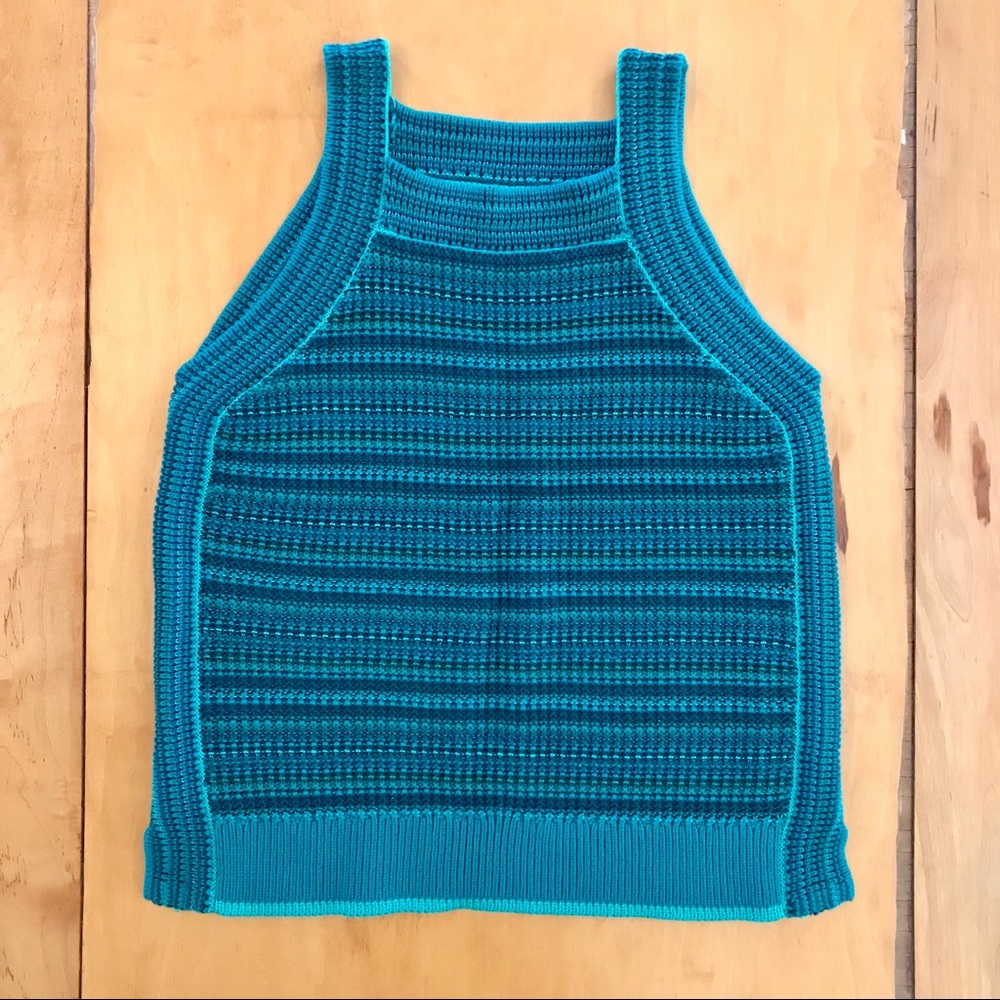 Ann Taylor blue striped cotton blend sweater M